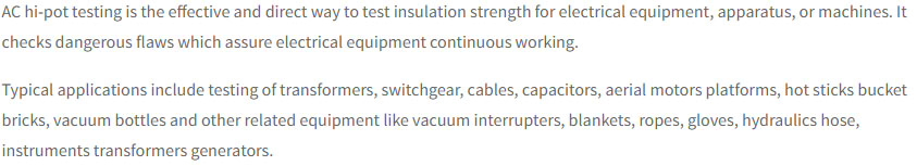 AC hipot test set for insulated boom GDYD-137 application